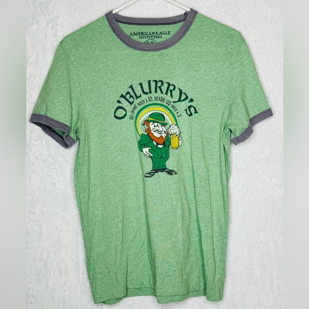 American Eagle St Patrick’s Day‎ Novelty T Shirt O’Blurry’s Beer  Leprechaun